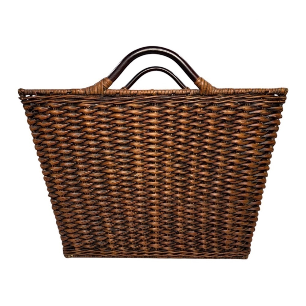 Extra Large Wicker Woven Basket with Wooden Handles